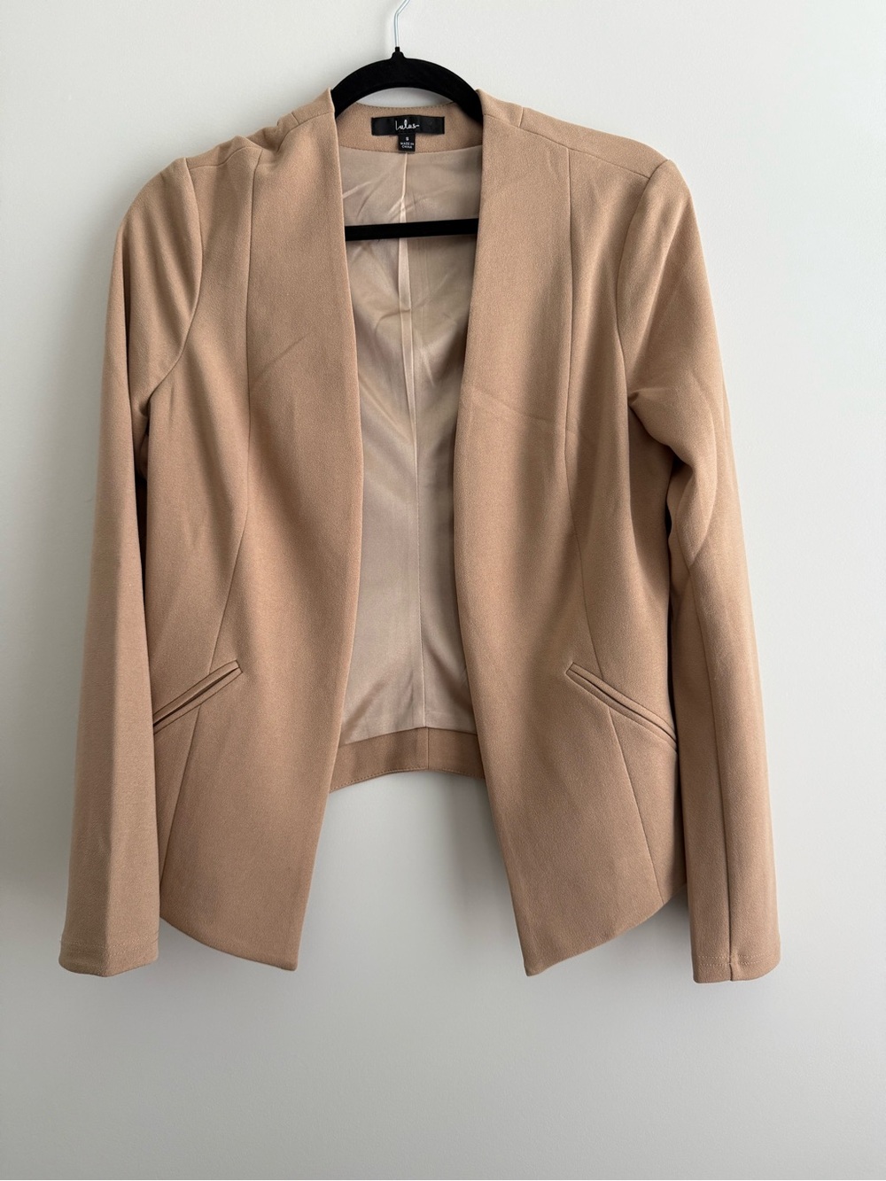 Lulu's Open-Front Blazer Jacket in Camel